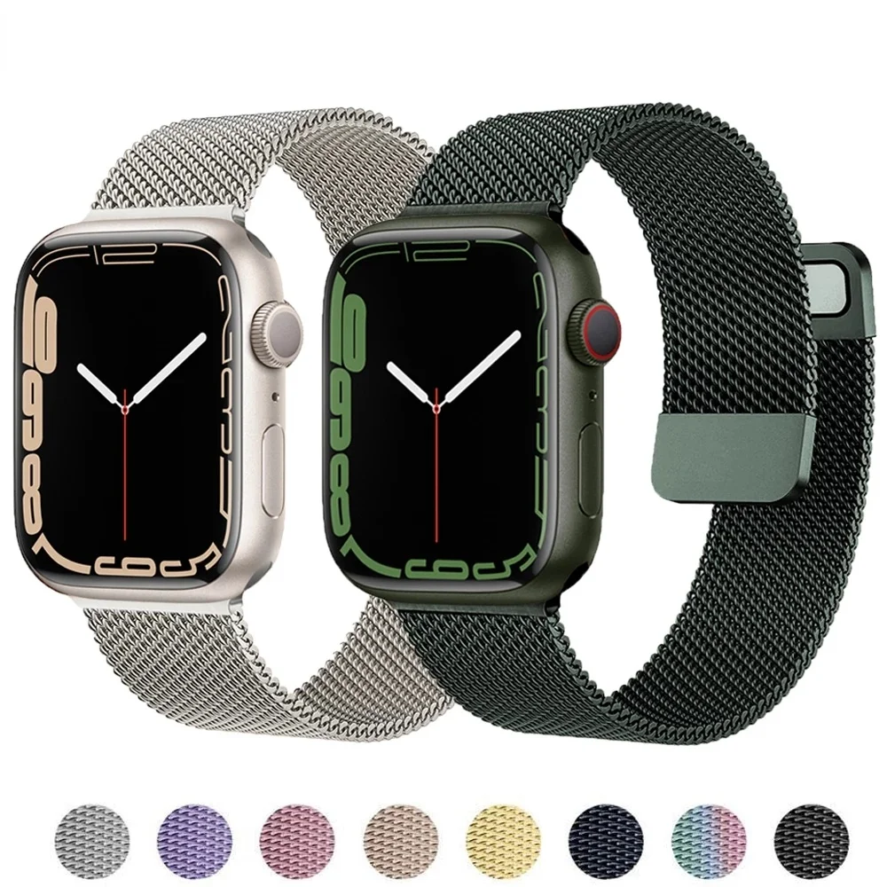 

Миланская петля ремешок для Apple watch ремешок 41 мм 45 мм 44 мм 40 мм 38 42 мм магнитный петля металлический браслет iWatch серии 7 6 5 браслет