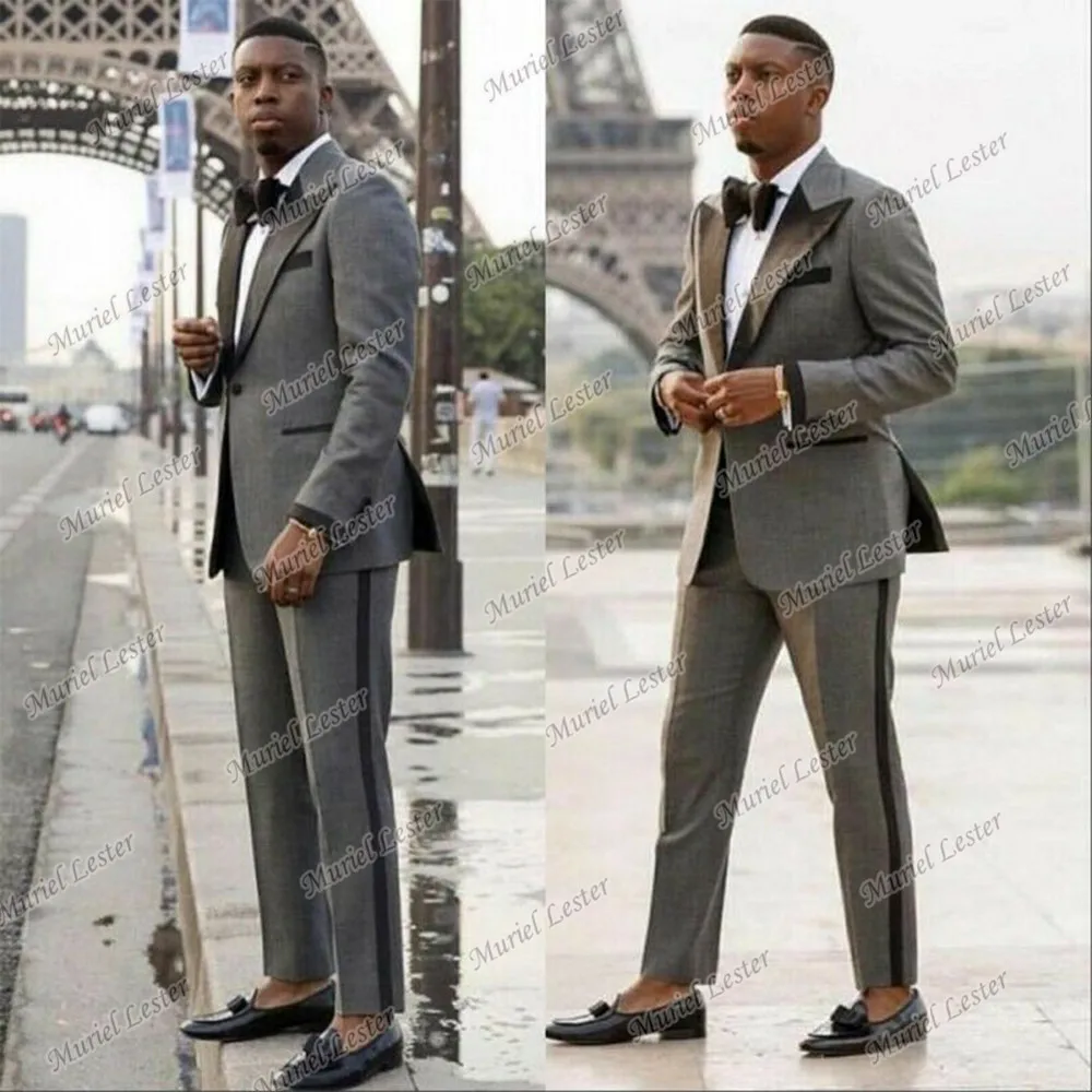 

Costume Homme Wedding Tuxedos Black Peaked Lapel Jackets With Pants Groom Wear Blazer Terno Masculino 2 Pieces Traje Hombre 2021