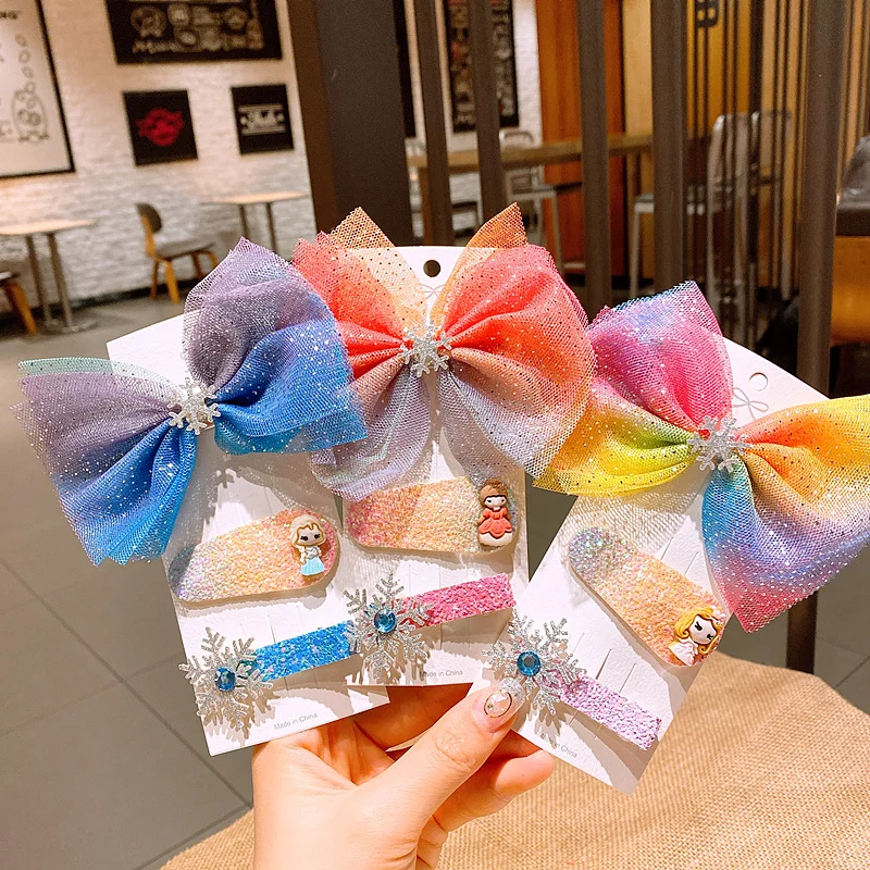 Снежинка детские заколки для волос новая мода Холодное сердце девочек из 2 вещей