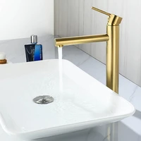 brushed gold bathroom faucet deck mounted cold and hot water tap brass basin faucet