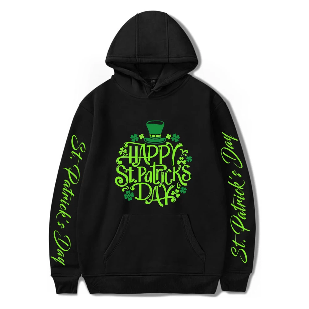 

Толстовка с капюшоном для мужчин и женщин, Модный свитшот с принтом на День Св. Патрика, длинный рукав, Повседневная Уличная одежда