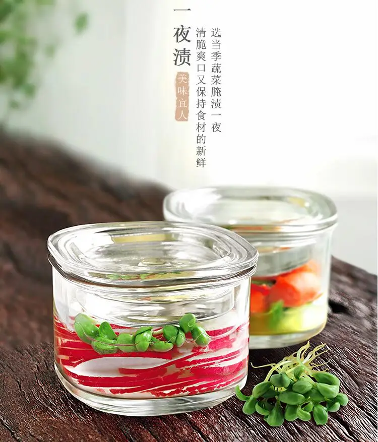 Кухонный стеклянный контейнер для пищевых продуктов японский Kimchi Mason Jar бытовой утолщенный один ночной маркер банки