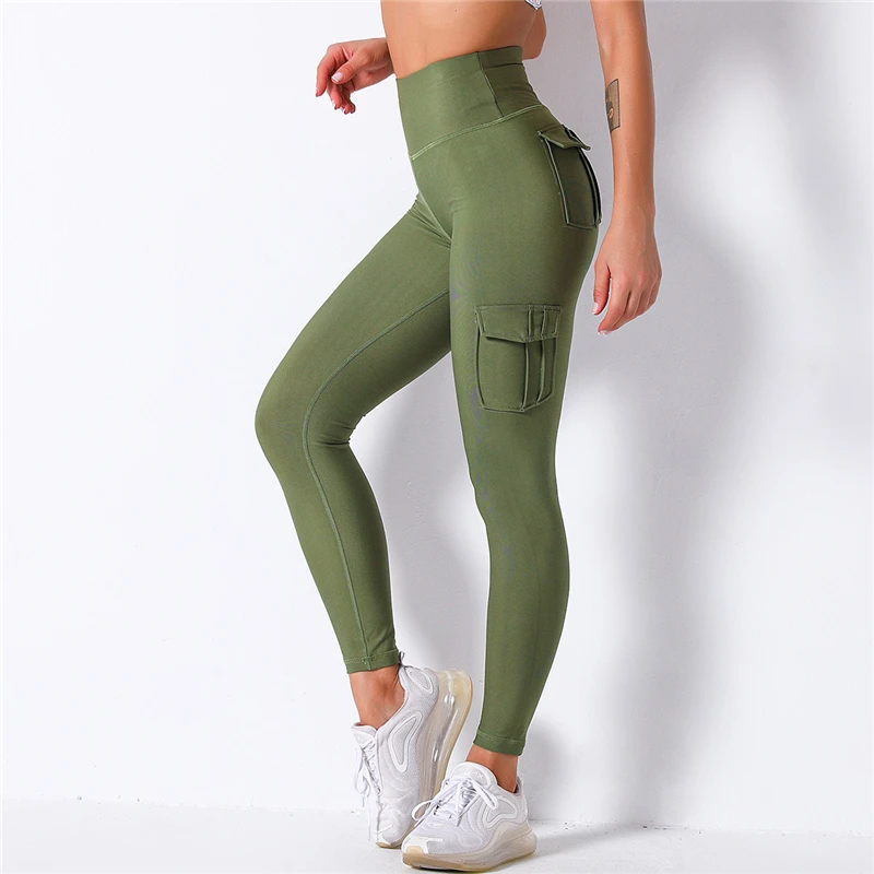 

Women Winter Sports Gym Leggings Big Pocket Seamless Workout Overalls Sport Pants Women Squat Proof Fitness Sport Leggings