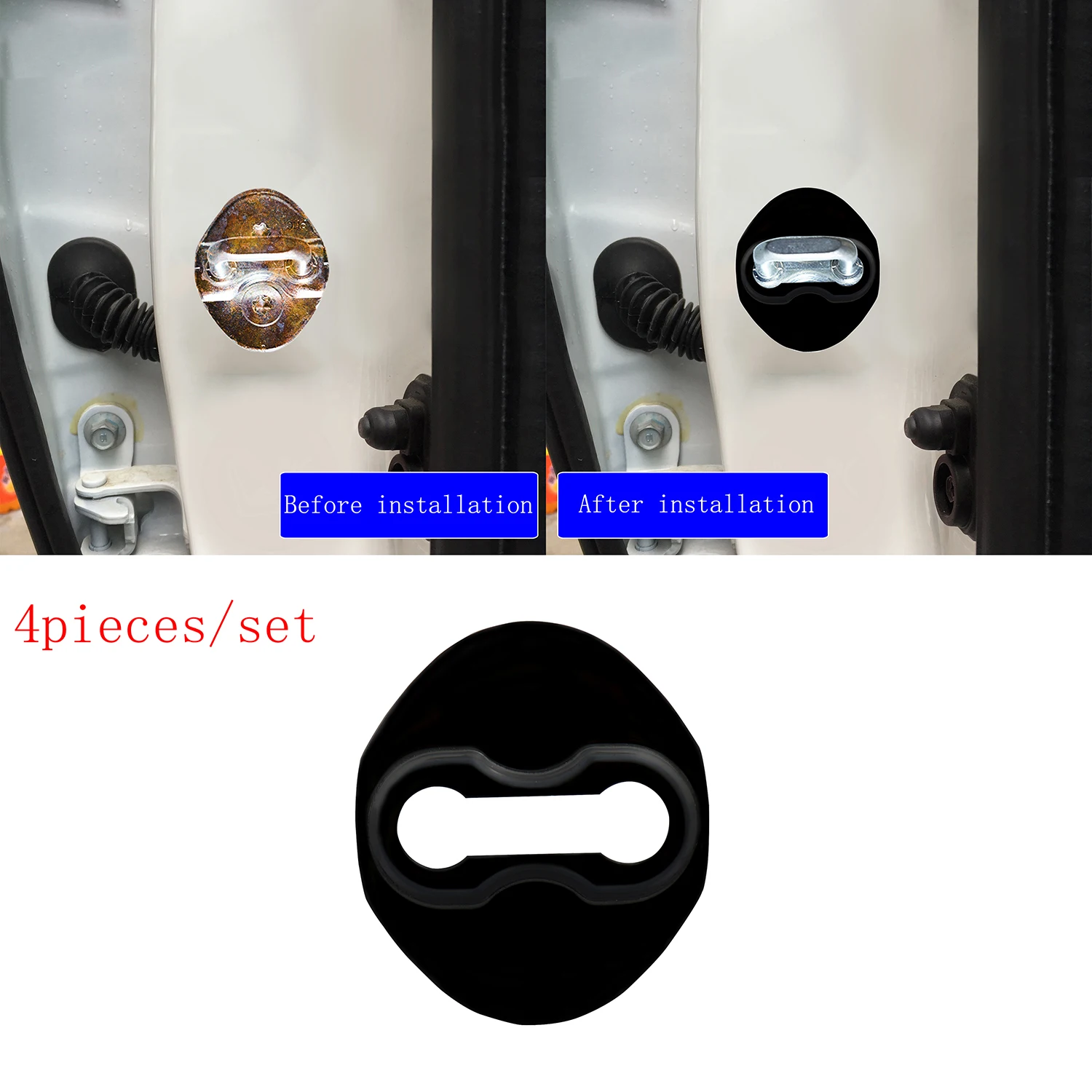 4 шт. Черная Нержавеющая Сталь замок двери автомобиля защитная Пряжка Чехол для