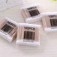 100pcs pack double head cotton swabs women makeup buds tip for medical wood sticks nose ears cleaning health care tools