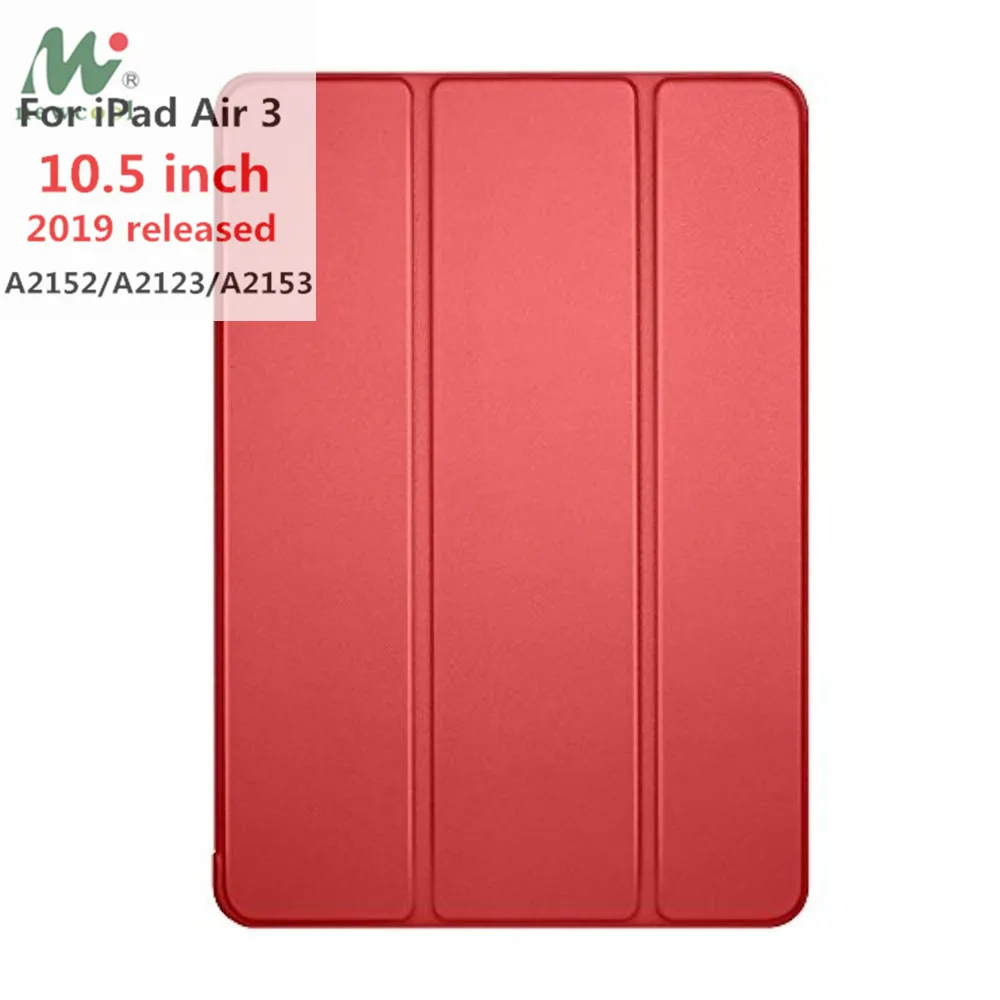 air10.5 RED Для iPad Air 3-го поколения 10,5 чехол Smart Cover Trifold Stand мягкая задняя крышка для iPad Air 3 10,5 дюймов 10,2 7th Автоматический Режим сна/пробуждения - Цвет: air10.5 RED