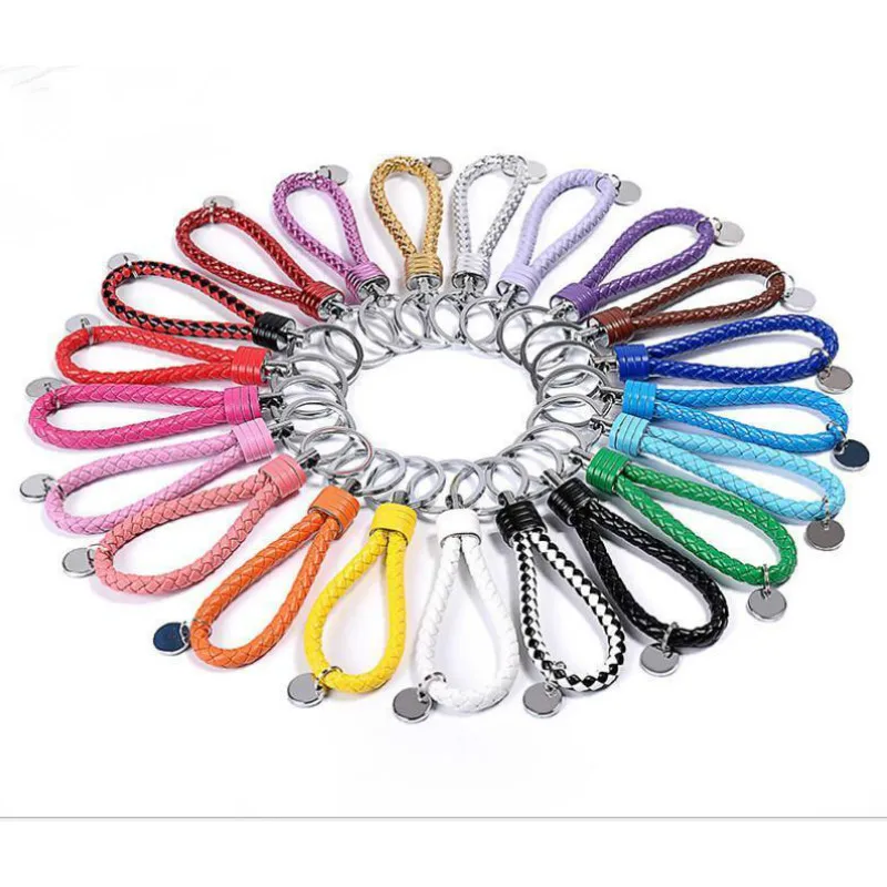 

PU Leather Braided Woven Rope Keychain DIY Bag Pendant Key Chain Holder Car Keyrings Men Women Keychain