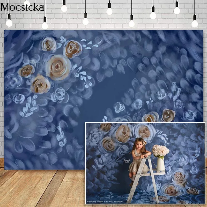 

Brown Floral Fantasy Children Birthday Photocall Background Photo Studio Flowers Retro Blue Newborn Baby Photography Backdrops