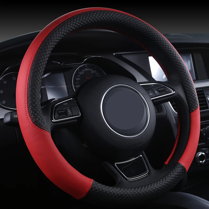 3D brand Car steering-wheel 38cm Leather Hand-stitched PU leather Steering Wheel Cover Fit For Most Cars Styling | Автомобили и