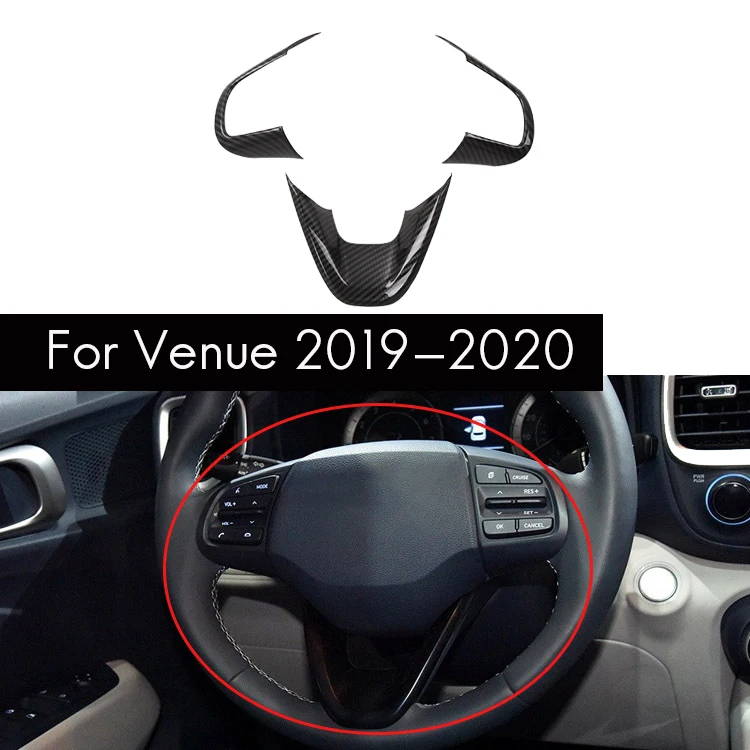 

Carbon Fiber Car Steering Wheel Switch Button Decoration Cover Trim U Shape for Hyundai Venue 2019-2020