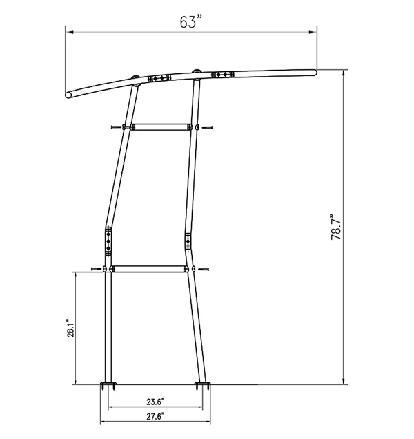 

Dolphin Pro Economic Boat T Top Aluminium Black Frame W/Black Canopy Boat T-Top