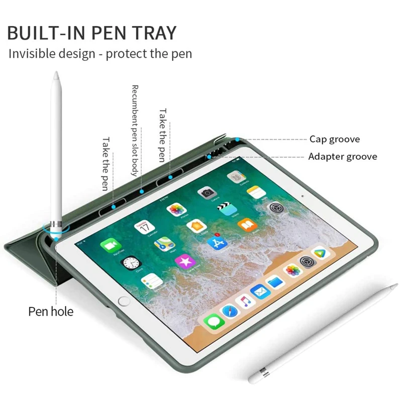 Умный чехол для iPad Air 4/3 с держателем стилуса/зарядкой Pro 11/10 5 мягкий 10 2/9 7 mini 5/6 |