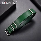Ремешок из натуральной кожи для наручных часов, браслет Zulu из НАТО, цвет зеленый, 18 мм 20 мм 22 мм 24 мм