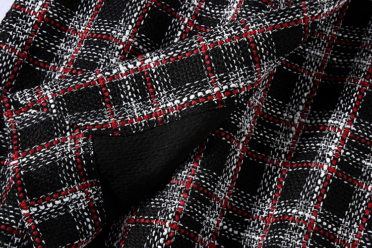 

Irregular Hem Contrast Color Check High Waist A-line Skirt Mini Skirt