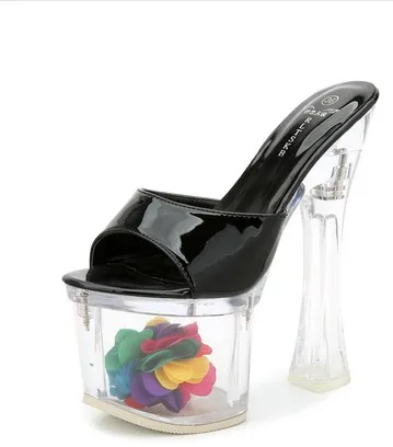 

Crystal transparent waterproof platform 18 cm super high heel sandals super stable thick heel wedding dress night shoes WOMEN