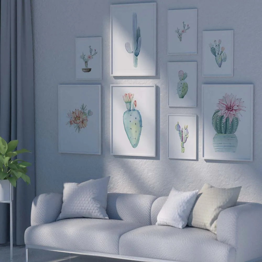 

Nordic plant oil painting cactus flower cactus still life art canvas painting living room corridor office home decoration mural