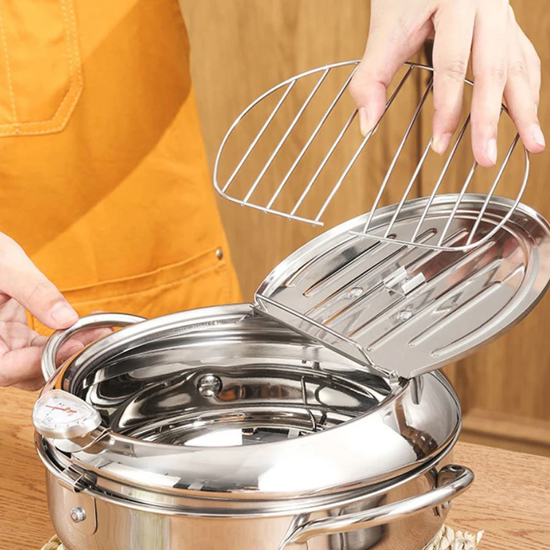 Японская глубокая сковорода с термометром и крышкой 2020 новая кухонная для жарки