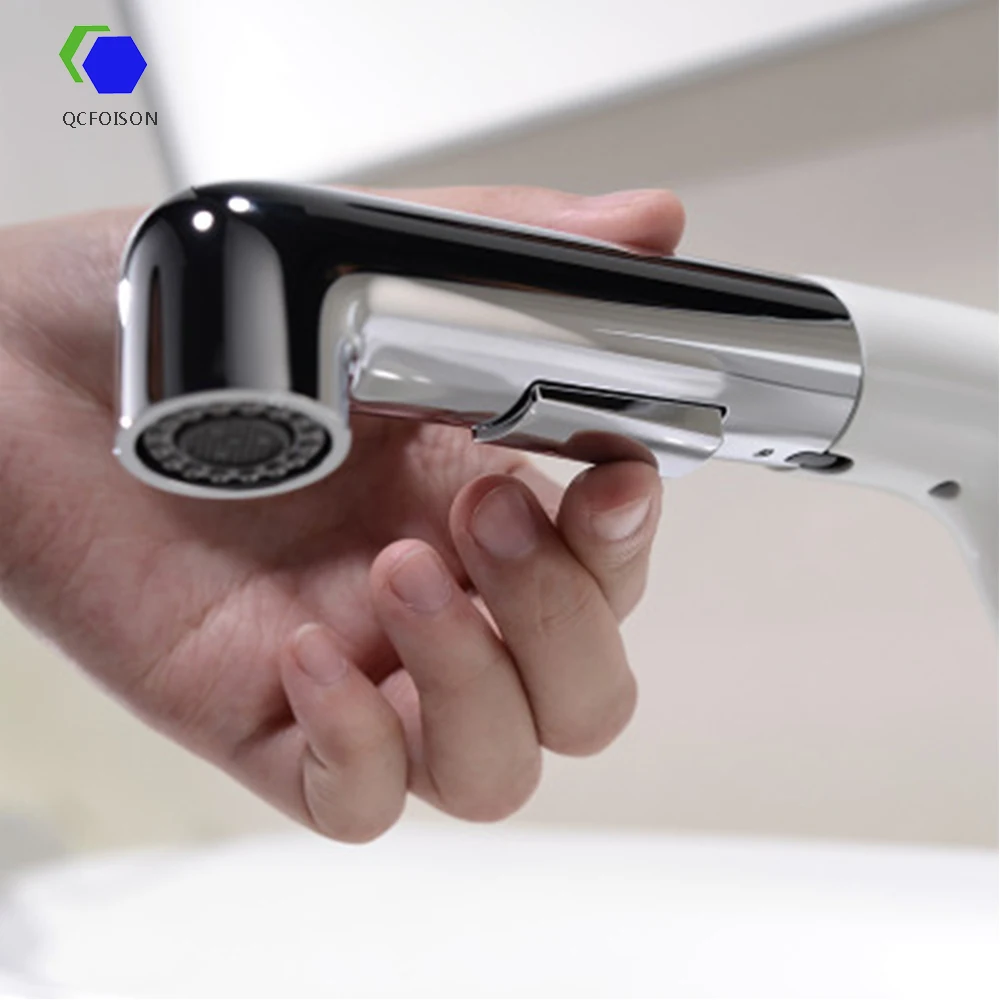 Латунный Смеситель для ванной комнаты QCFOISON черный выдвижной кран горячей воды