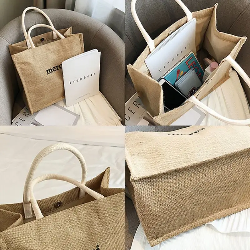 

2020 Large Capacity Tote Bags Fashion Cotton Linen Handbag Simple Casual Letter Printing Female Shopping Bag Shoulder Bags