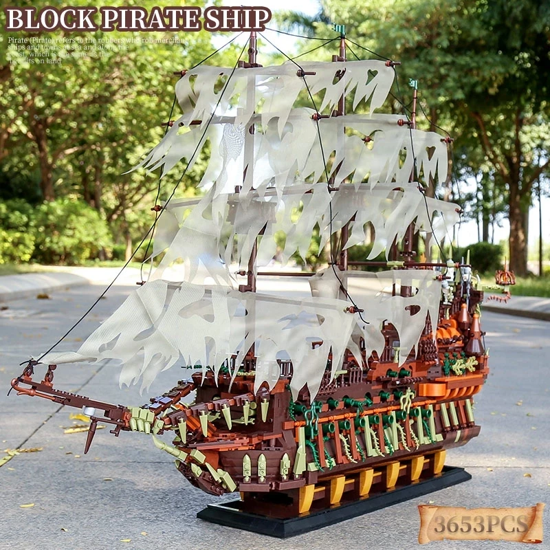 

In Stock Movie Series 13138 The Flying Dutchmans Ship Pirate MOC Building Blocks Bricks Educational Toys Christmas Gifts 16016