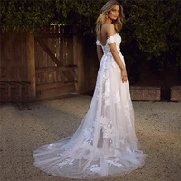 lace wedding dresses 2021 new off the shoulder appliques a line bride dress princess wedding gown free shipping robe de mariee