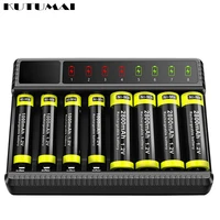 4 slots 8 slot led display smart battery charger for aaaaa nimh rechargeable batteries independent charging battery charger