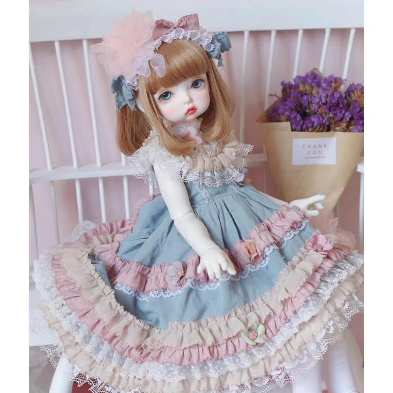 BJD платье-кукла красочное сказочное платье из 3 предметов платье-кукла+ повязка для волос+ носки для 1/6 1/4 1/3 BJD аксессуары для кукол dol одежда - Цвет: Многоцветный