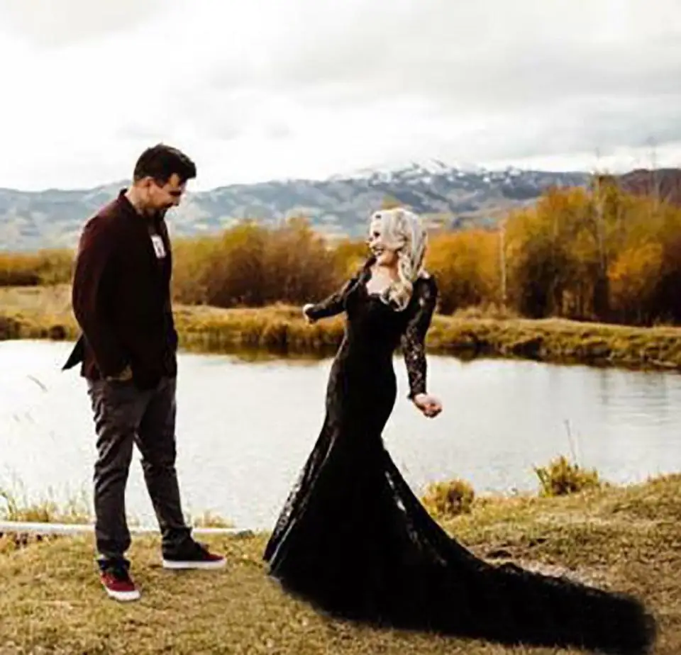 Новые черные свадебные платья русалки с длинным рукавом на заказ v-образным