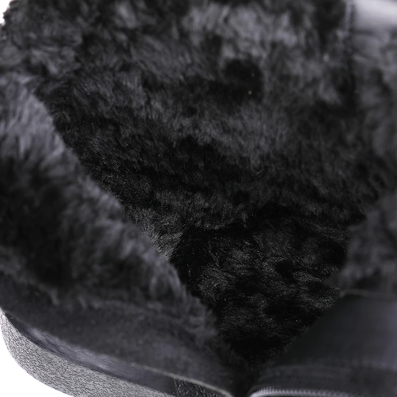 

2019 VALLU Flat Shoes Boots Genuine Leather Lace Up Women Winter Shoes Short Plush Lady Warm Flat Boots Black