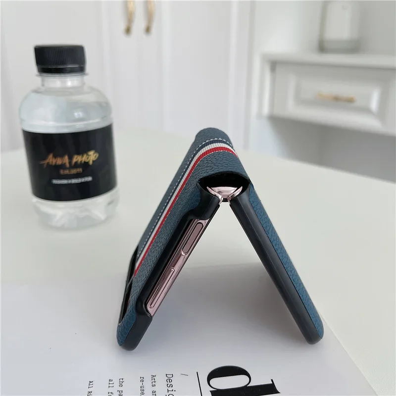 2021 Lychee pattern fold case for Samsung Galaxy Z Flip Cover Anti-knock luxury leather Cases for f7000 2021