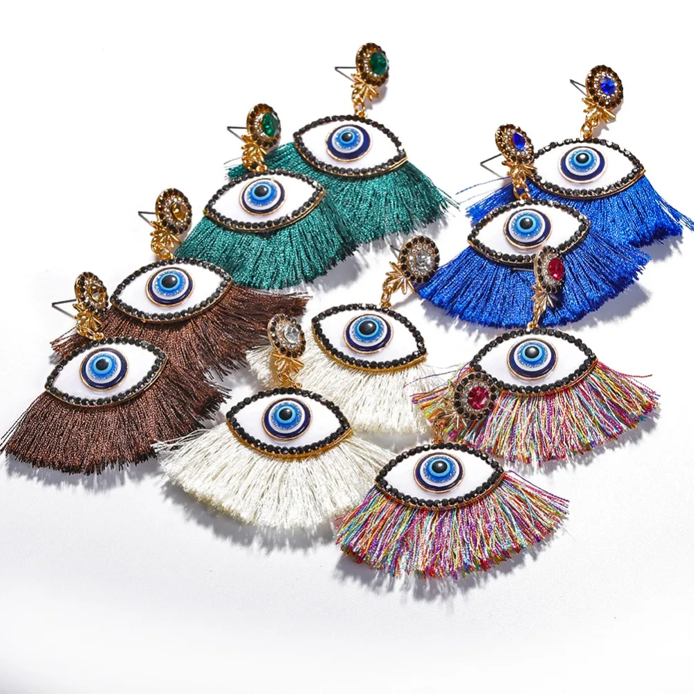 Серьги подвески Girlgo с бахромой и кристаллами женские висячие ювелирные