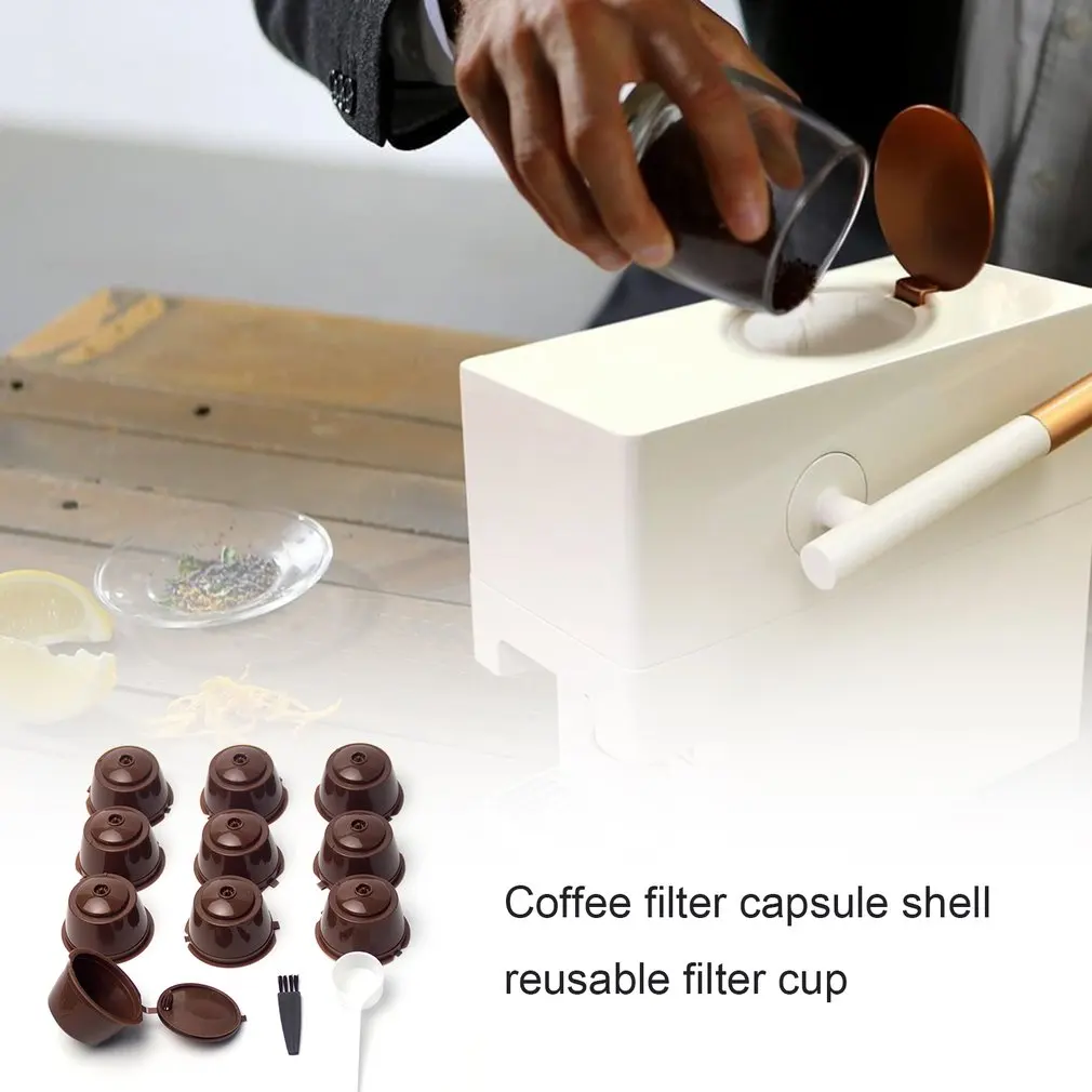 

10pcs Coffee Filter Capsule Shell Reusable Filter Cup For Coffee Espresso Easy To Carry Stainless Steel Filter Cup