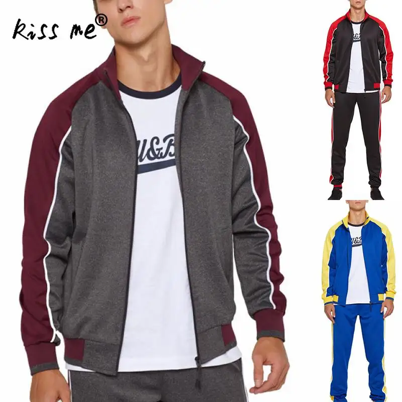 Модный Свободный тренировочный спортивный комплект контрастный цвет мужской