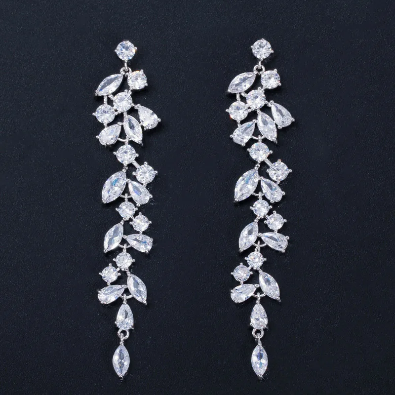 Wong Rain Luxury 925 Sterling Silver Created Moissanite Gemstone Drop Dangle Plant Tassel Earrings Fine Jewelry Wholesale