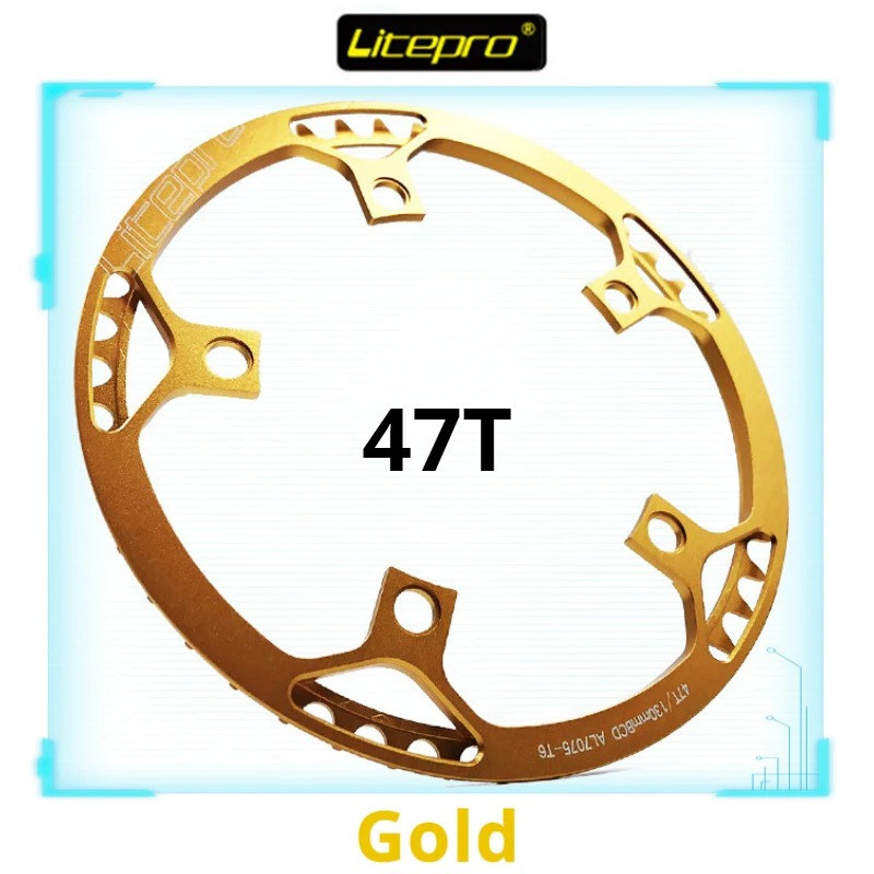 47T Gold Litepro Сверхлегкий 130 BCD 45T 47T 53T 56T 58T A7075 сплав BMX цепное кольцо складной велосипед BMX цепное колесо велосипед шатун зуб дорога - Цвет: 47T Gold