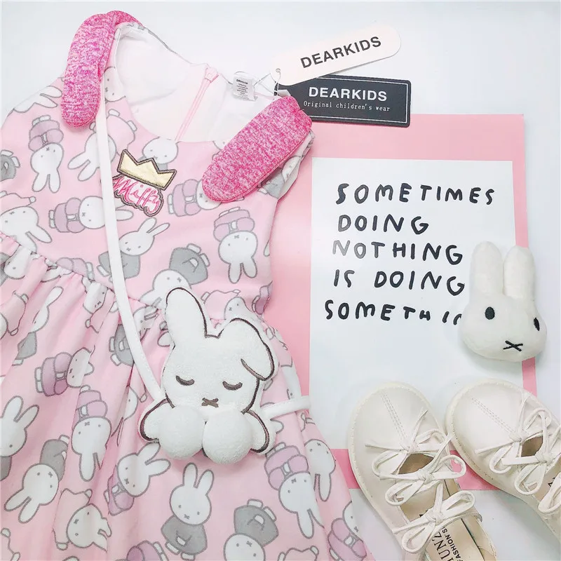 Одежда для маленьких девочек Милое летнее платье с кроликом Вечерние платья