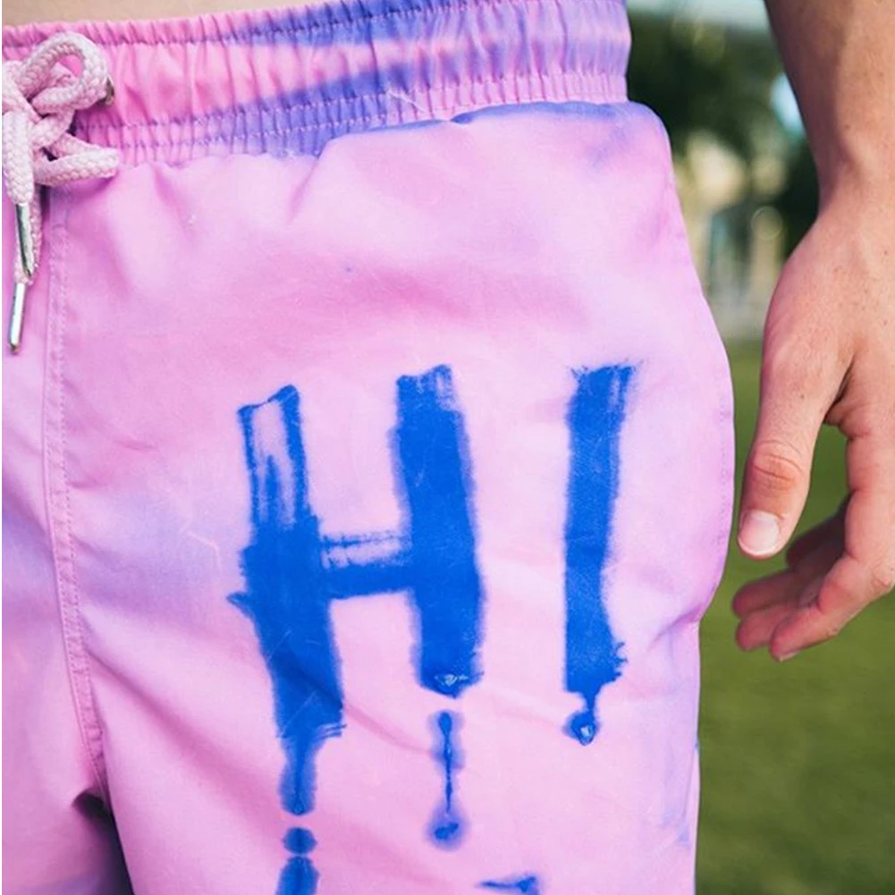 

2021 New amazing Color Changing Swim Trunks Loose Drawstring Casual Shorts Quick Dry Shorts Summer Casual shorts with Pocket