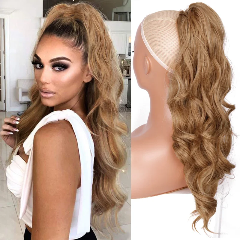 

LISI GIRL Long Drawstring Wavy Synthetic Ponytail Drawstring Wrap Extension Wig Heat-Resistant Fiber Lady Hairpin Hair Extension