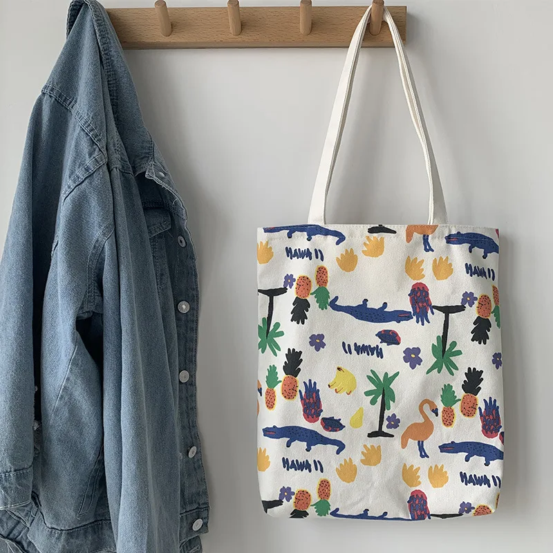 

Холщовые сумки для женщин, новинка 2020, повседневные сумки-тоуты, вместительная школьная сумка для учеников, сумка для книг на молнии, Мультя...