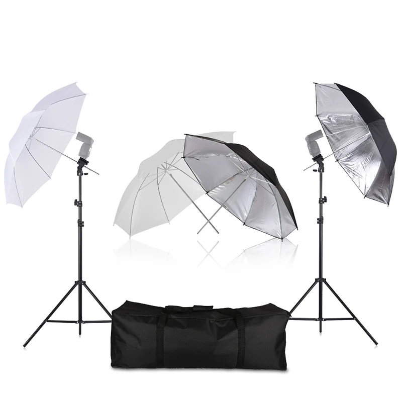 Фотостудия двойная вспышка для фотоаппарата зонтик комплект Shoemount кронштейны