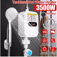 RX-21,3500W Mini Water Heater Hot Electric Tankless Household Bathroom Faucet with Shower Head LCD Temperature Display