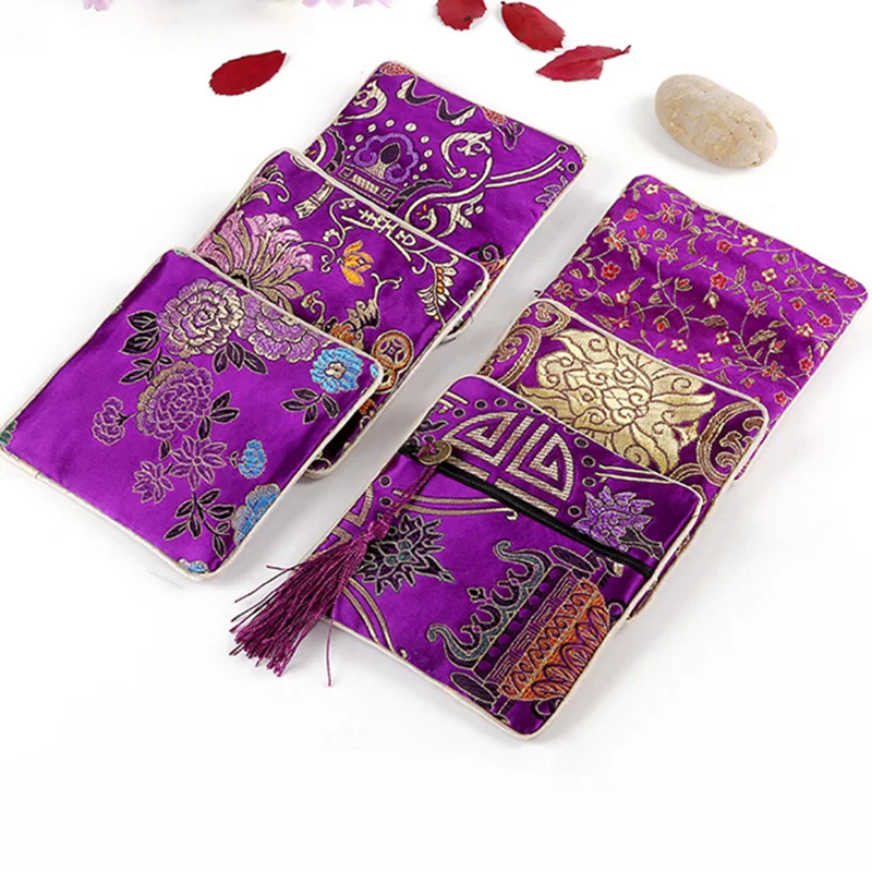 Китайский Стиль с вышивкой в стиле ретро Удобная атласная кисточка отделение для