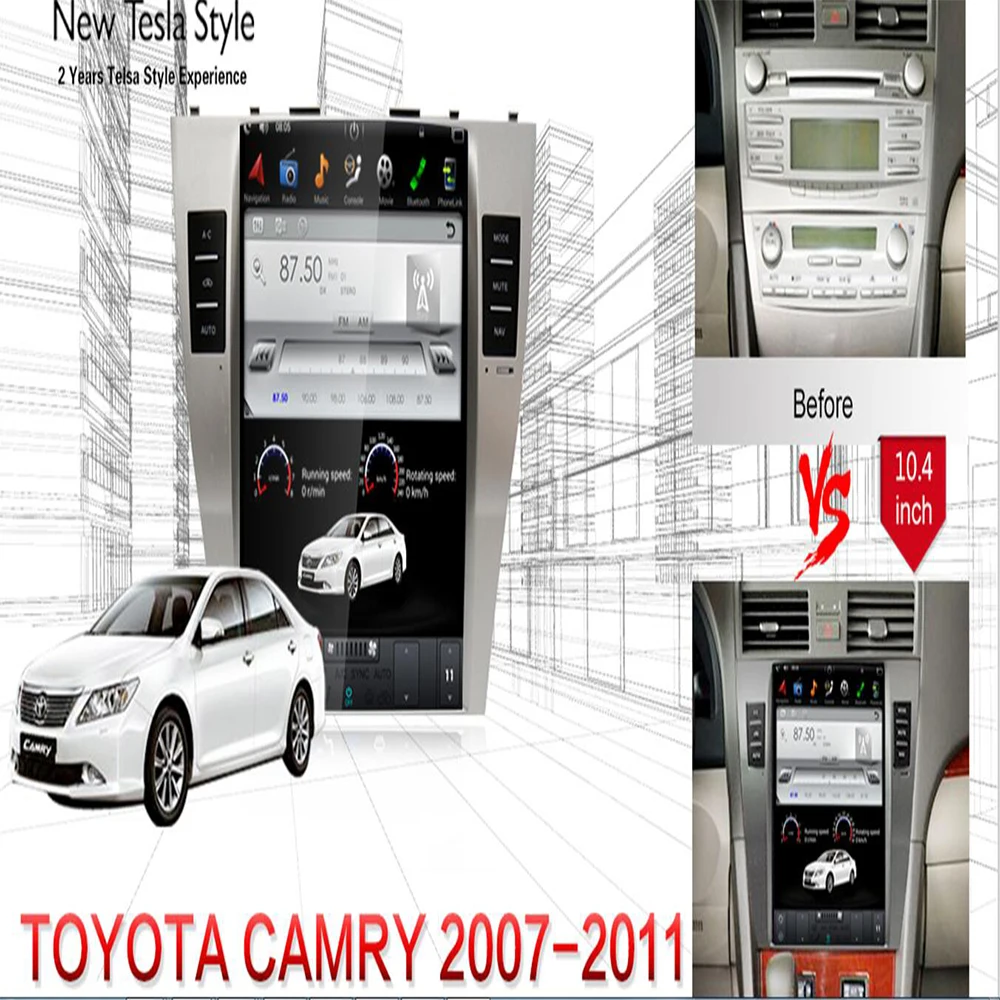 10 4 дюймовый вертикальный экран в стиле Tesla телефон GPS навигация радио для Toyota Camry