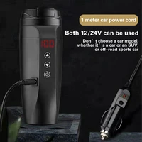 12v 24v universal car heating cup smart electric water cup 304 stainless steel car thermos cup lcd display temperature