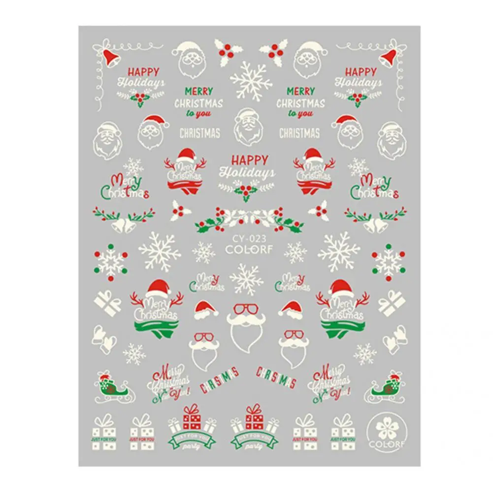 

Stunning Fingernails Decals Glowing In Dark 3D Snowman Nail Art Stickers Nail Polish Stickers Nail Decals 1 Sheet