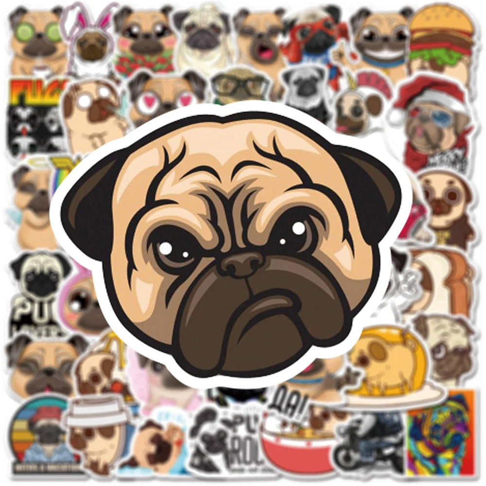 50pcs kawaii pug dog animal stickers gift for girl cute puppy decal sticker to diy stationery phone laptop bicycle water cup free global shipping