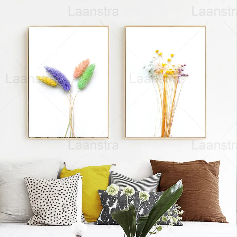 

Colorful Grass Home Decorative Painting Simple Long Stem Plants Living Room Wall Canvas Poster Minimalist Fresh Bedroom Print