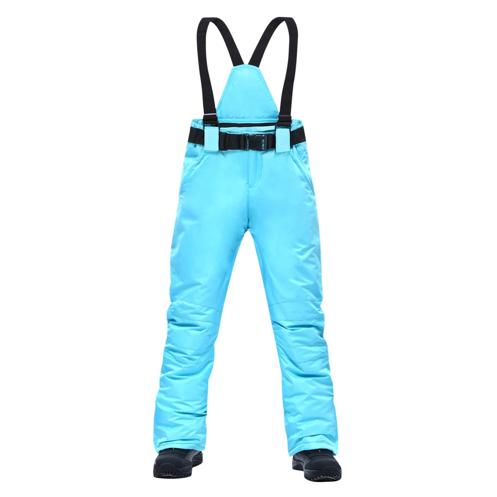 Light blue Женские лыжные штаны, брендовые, новые, для спорта на открытом воздухе, высокое качество, подтяжки, мужские, ветрозащитные, водонепроницаемые, теплые, зимние, для сноуборда - Цвет: Light blue