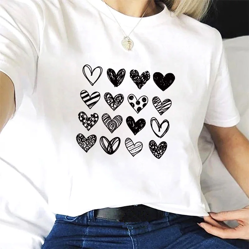 

Летняя футболка с мультяшным принтом, женская футболка с коротким рукавом, футболка, женская одежда, модные белые футболки, повседневные фу...