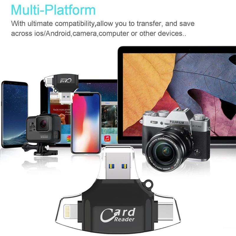 4 в 1 Тип C Micro SD кард ридер tipo OTG USB RS MMC флэш память idragon для iPhone iPad MacBook адаптер ридер|